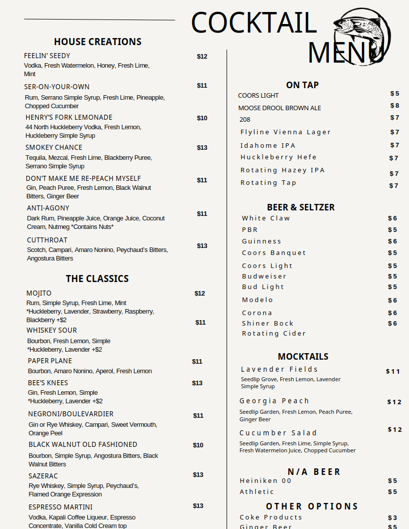Cocktail Menu