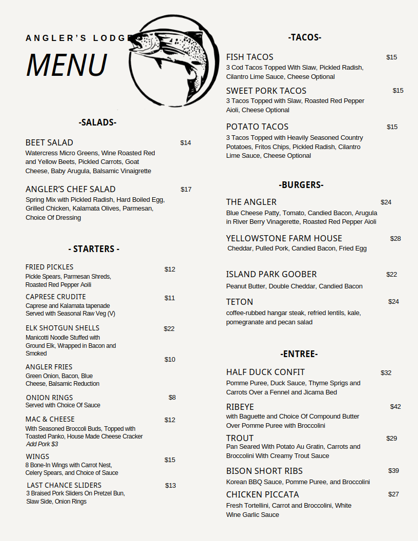 Dinner Menu